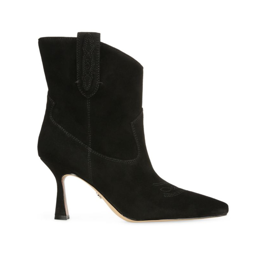Sam Edelman Moe Stiletto Suede Western Bootie | Sz 9.5, Black New $200